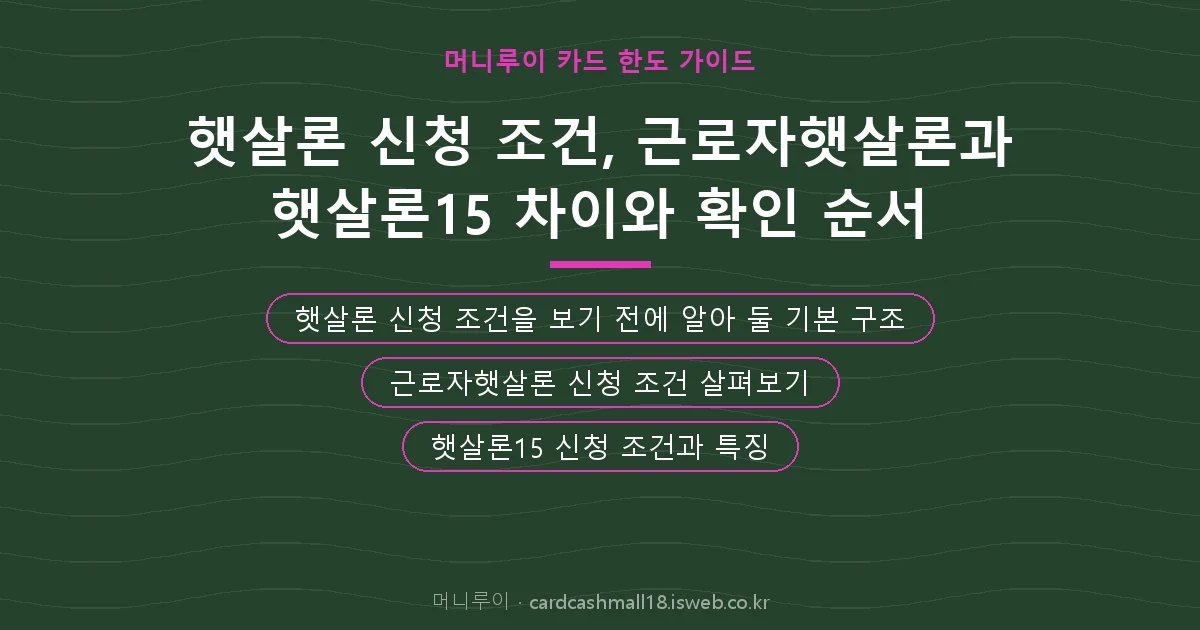 햇살론 신청 조건 핵심 내용 요약