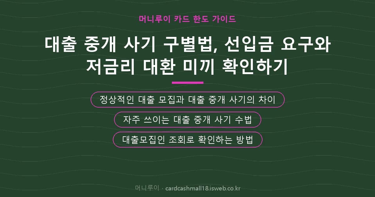대출 중개 사기 핵심 내용 요약